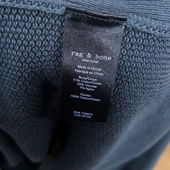 RAG & BONE Sweater Mens Small Gray Pullover HARVEY CREW Loose Knit $275 - Picture 5 of 6